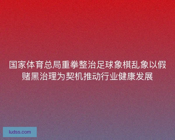 国家体育总局重拳整治足球象棋乱象以假赌黑治理为契机推动行业健康发展