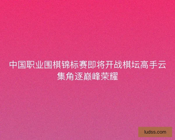 中国职业围棋锦标赛即将开战棋坛高手云集角逐巅峰荣耀