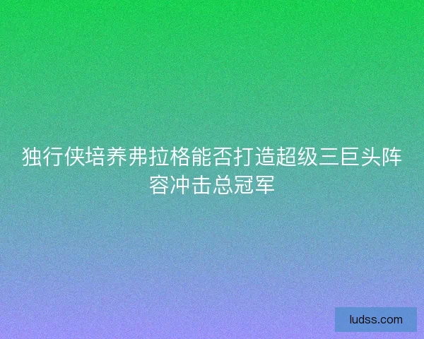 独行侠培养弗拉格能否打造超级三巨头阵容冲击总冠军
