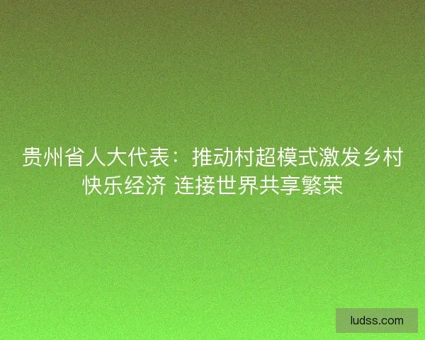 贵州省人大代表：推动村超模式激发乡村快乐经济 连接世界共享繁荣